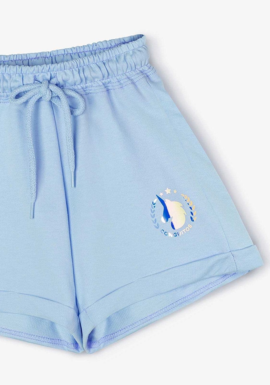 New Shorts De Corrida Simples De Pelucia Unicornio Azulado Para Menina Roupas De Menina