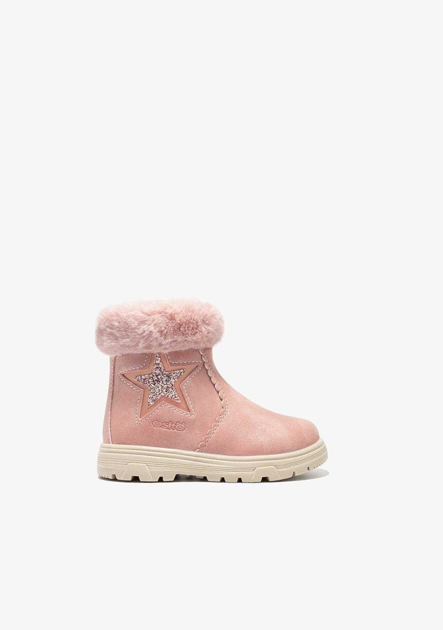 New Botins De Pele Rosa Estrela Para Bebe Botas