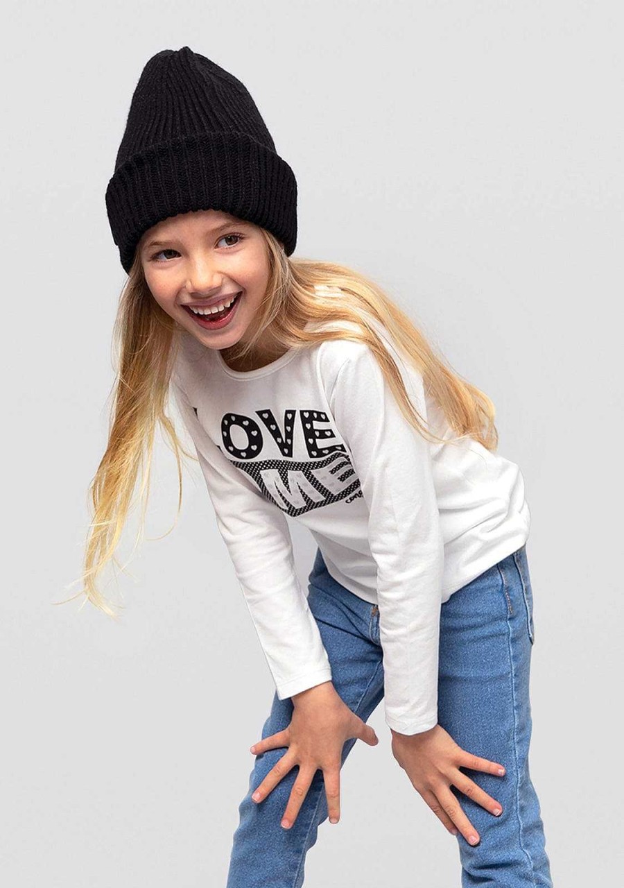 Clearance Camisa Branca De Menina "Love Me" Com Luzes Camisetas De Manga Comprida