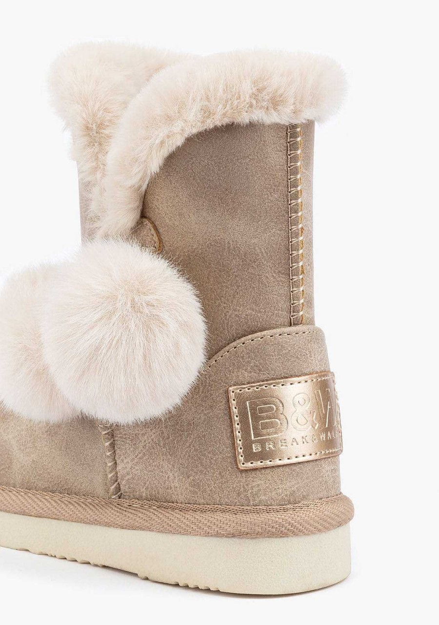 Wholesale Botas Australianas De Pele Pompom Bege P&B Botas