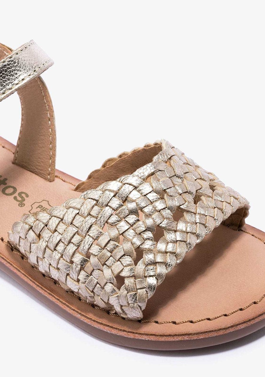 Online Sandalias De Menina Com Textura De Fivela Dourada Napa Sandalias