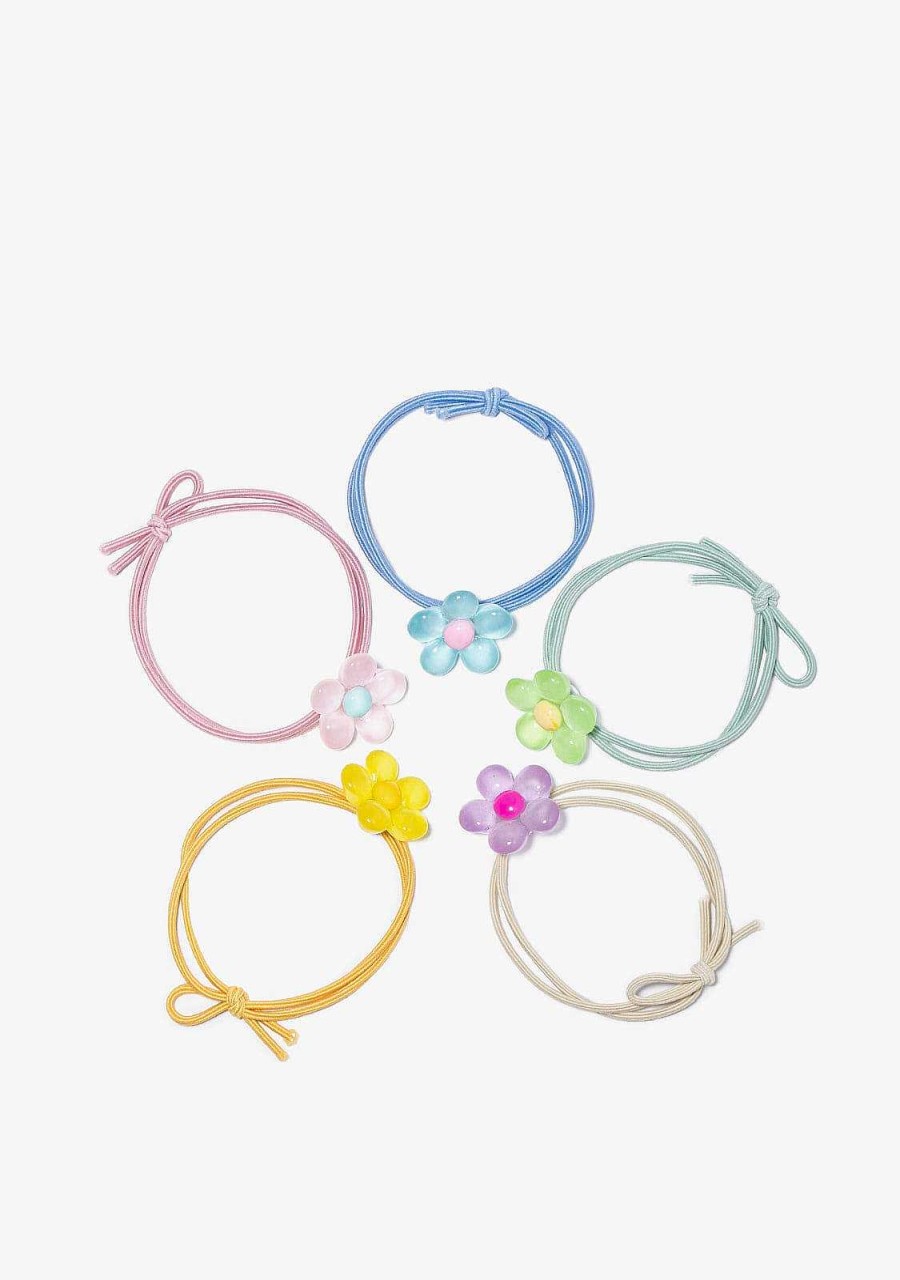 Hot Conjunto De Scrunchies De Flores Multicoloridas Todos Os Acessorios