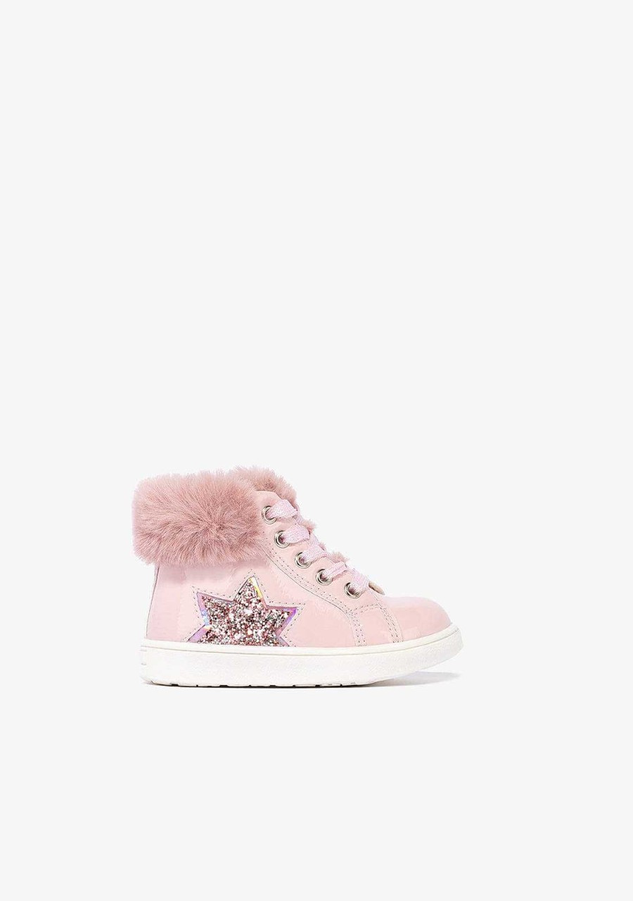 Best Botins De Bebe Envernizados Cor-De-Rosa Com Estrela Brilhante Tenis Casuais