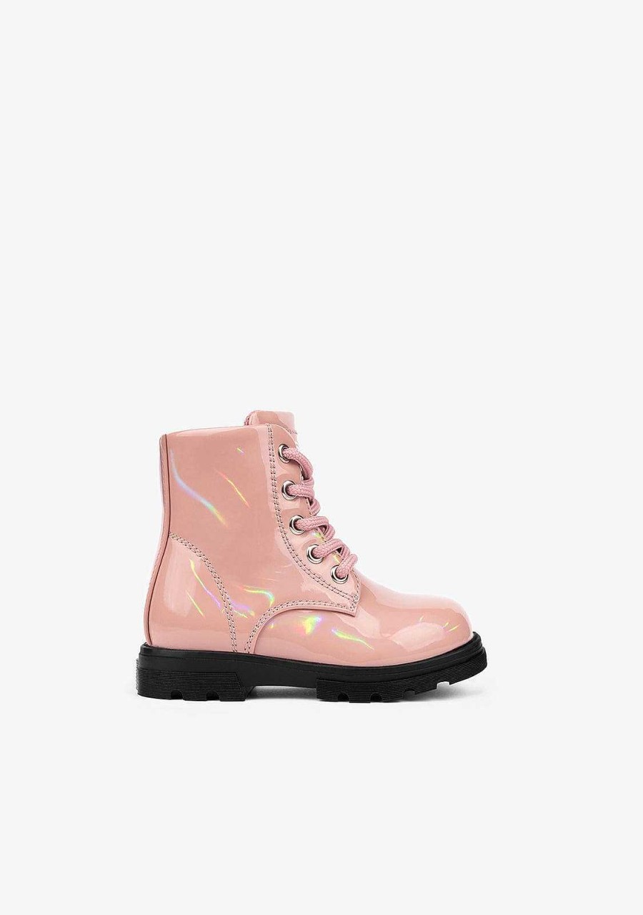 Online Botas De Combate Rosa Iridescentes Para Bebe Botas