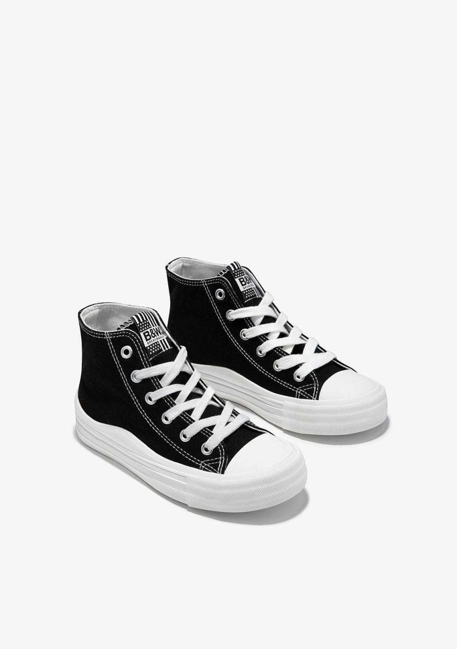 Best Tenis De Cano Alto Em Lona Preta Preto E Branco Tenis Casuais