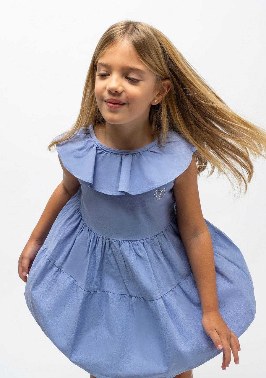 Best Vestido De Menina Azul Marinho Com Babados Vestidos