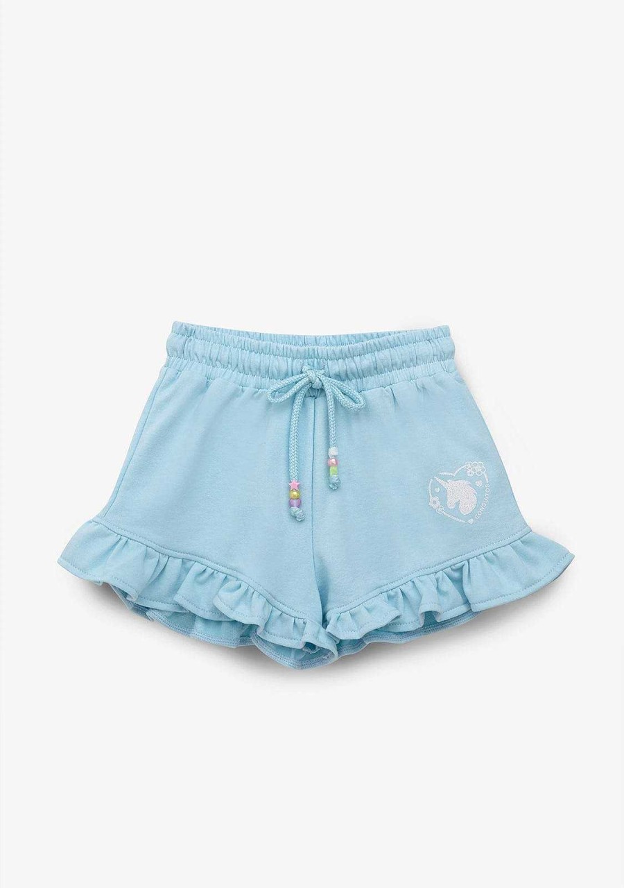 Best Shorts De Corrida De Pelucia Unicornio Azul Claro Para Menina Roupas De Menina