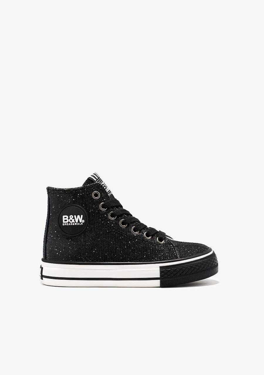 Hot Tenis Feminino Cano Alto Com Logotipo Preto Brilhante Preto E Branco Tenis Casuais