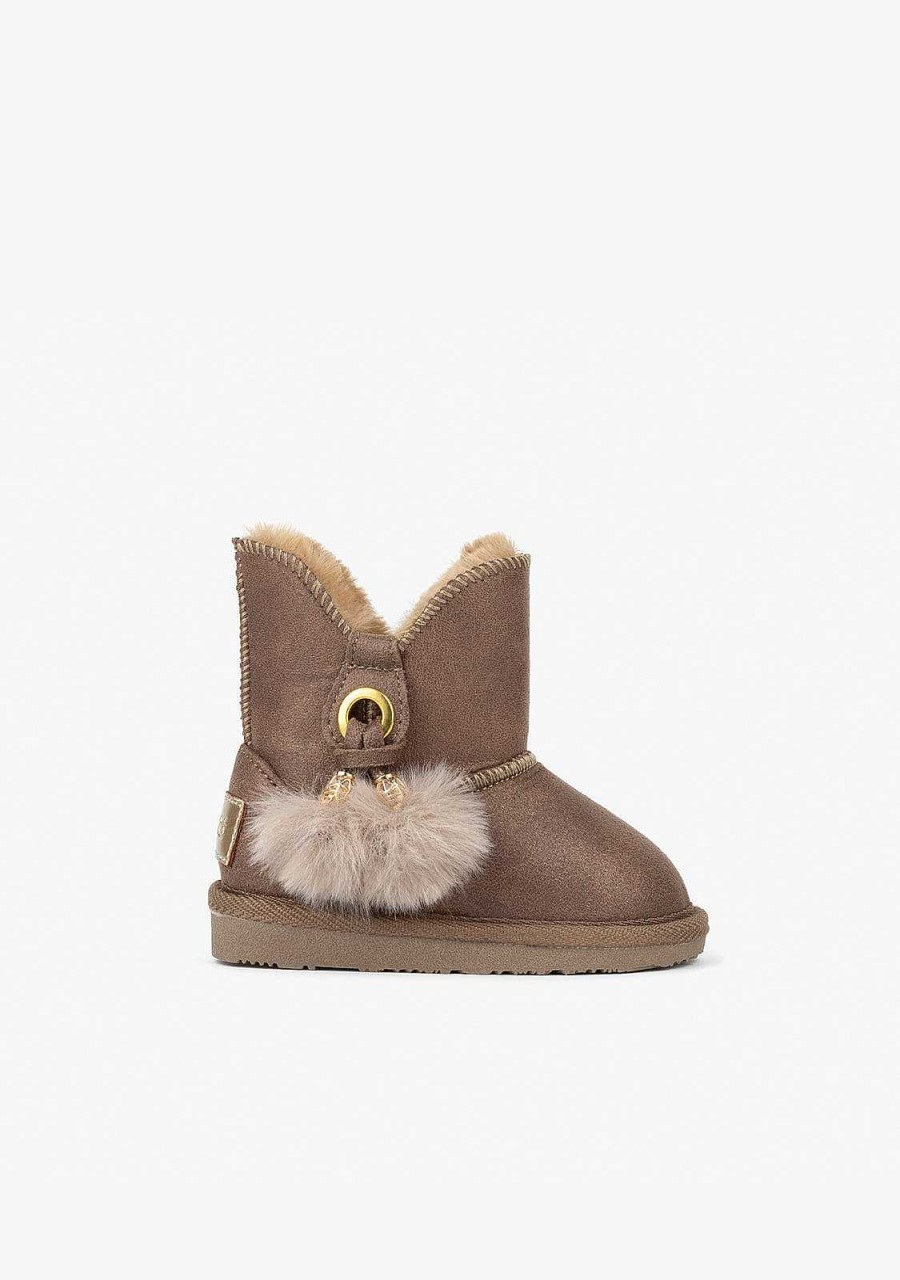 Online Botas Australianas Pompon Taupe Para Bebe Botas Australianas