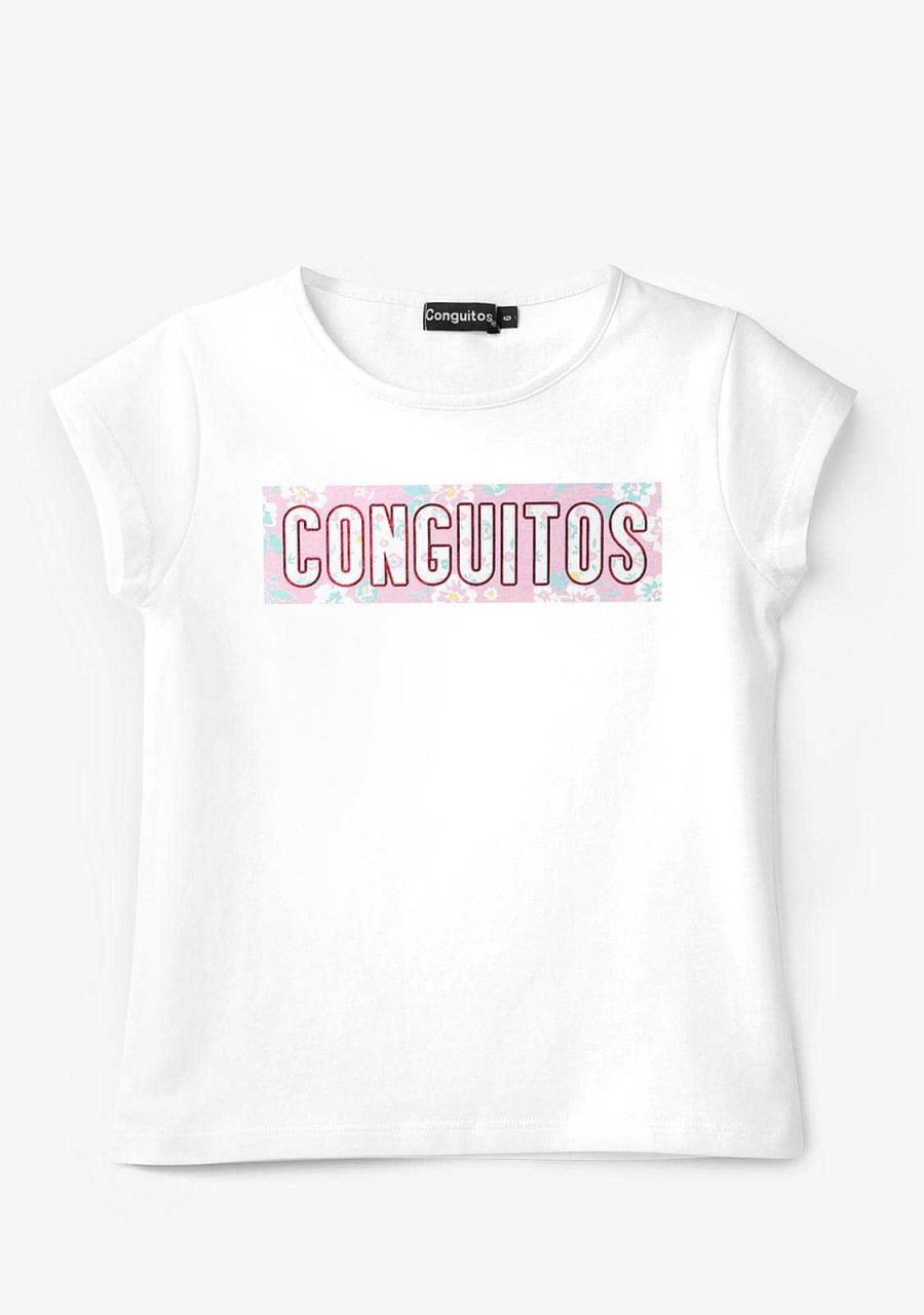 Hot Camiseta Flor Branca Roupas De Menina