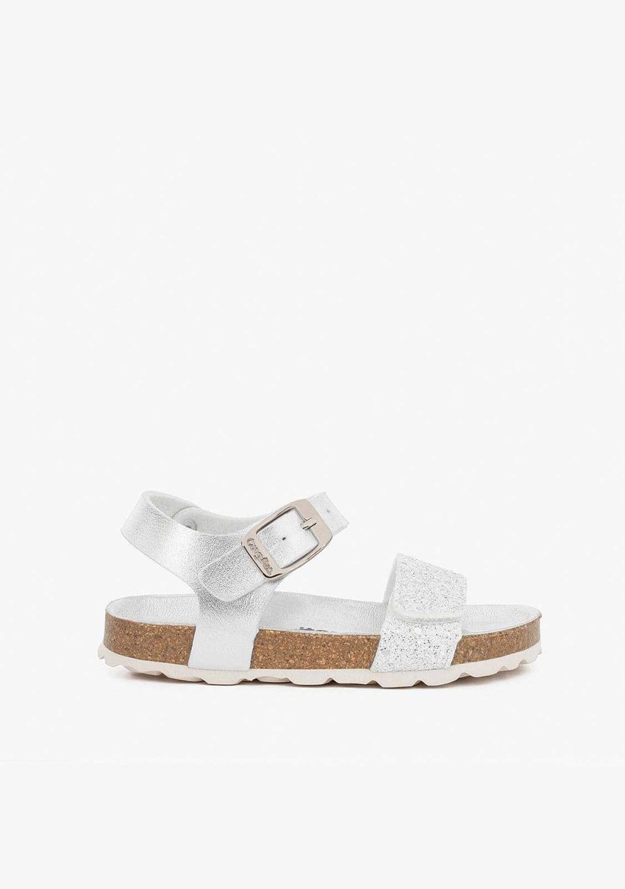 Best Sandalias Bio Glitter Prata Menina Sandalias