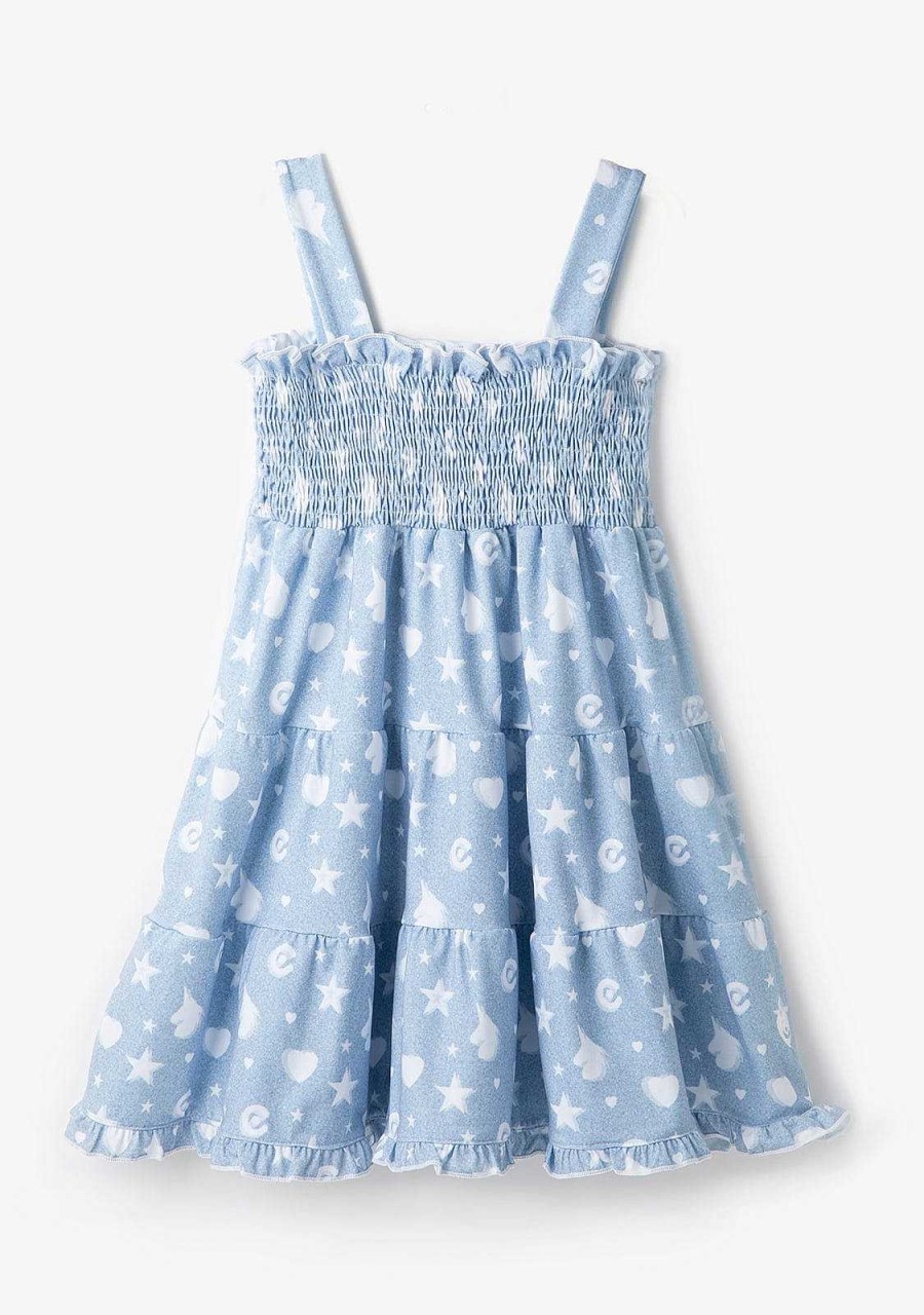 Best Vestido Unicornios Estrelas Coracoes Azul Roupas De Menina