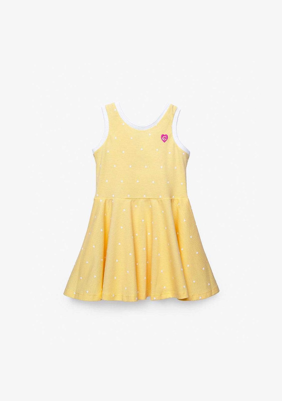 Online Vestido Skater Menina Coracoes Amarelos Vestidos