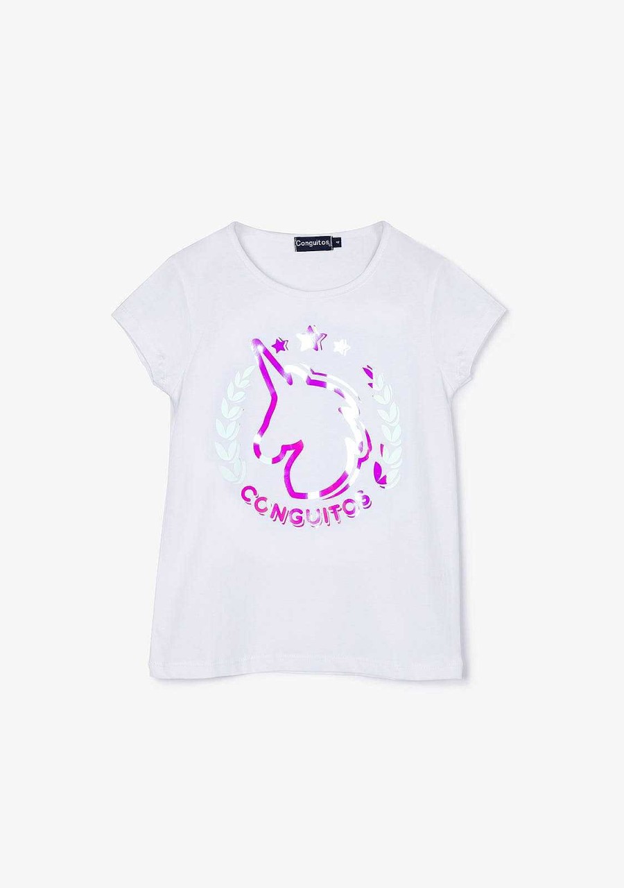 Clearance Camiseta Unicornio Branca Feminina Camisetas