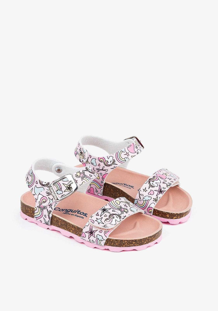 Hot Sandalias Bio Com Estampa Multi Unicornio Para Menina Sandalias