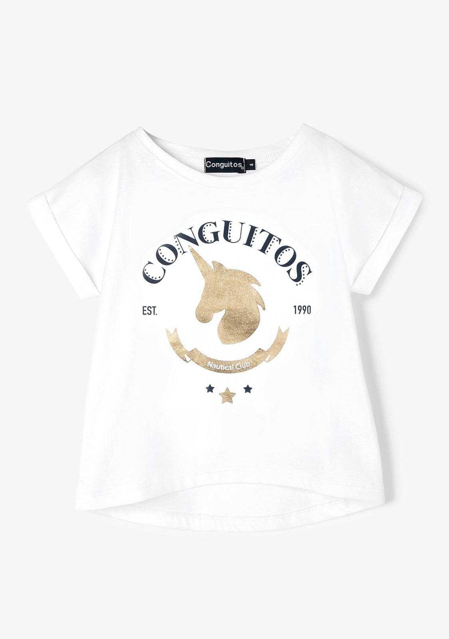 Hot Camiseta Unicornio Dourada Roupas De Menina