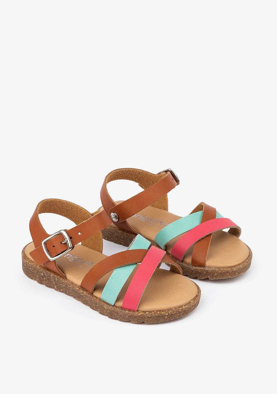 Online Sandalias Multi Alcas Castanhas Menina Pele Sandalias