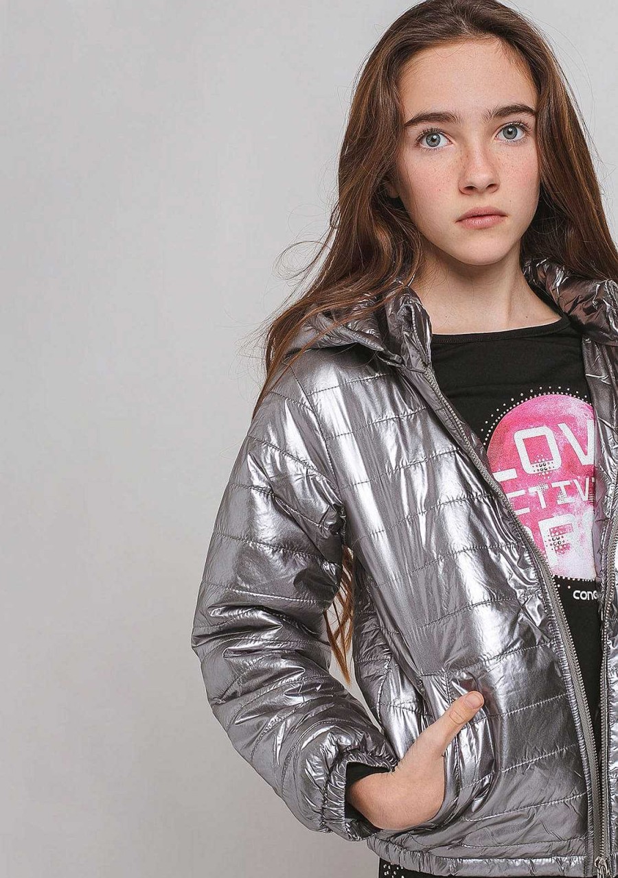 Hot Anorak De Metal Para Menina Roupas De Menina