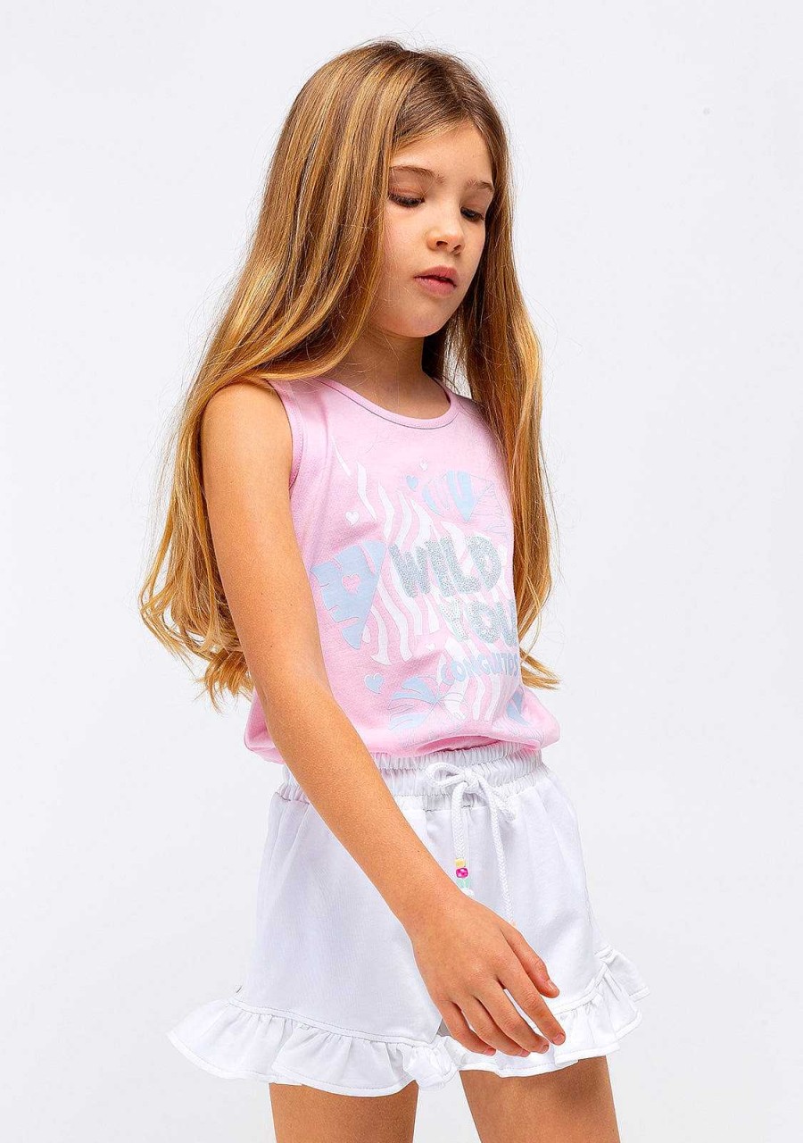 Hot Top De Menina Com Glitter Zebra Rosa Camisetas