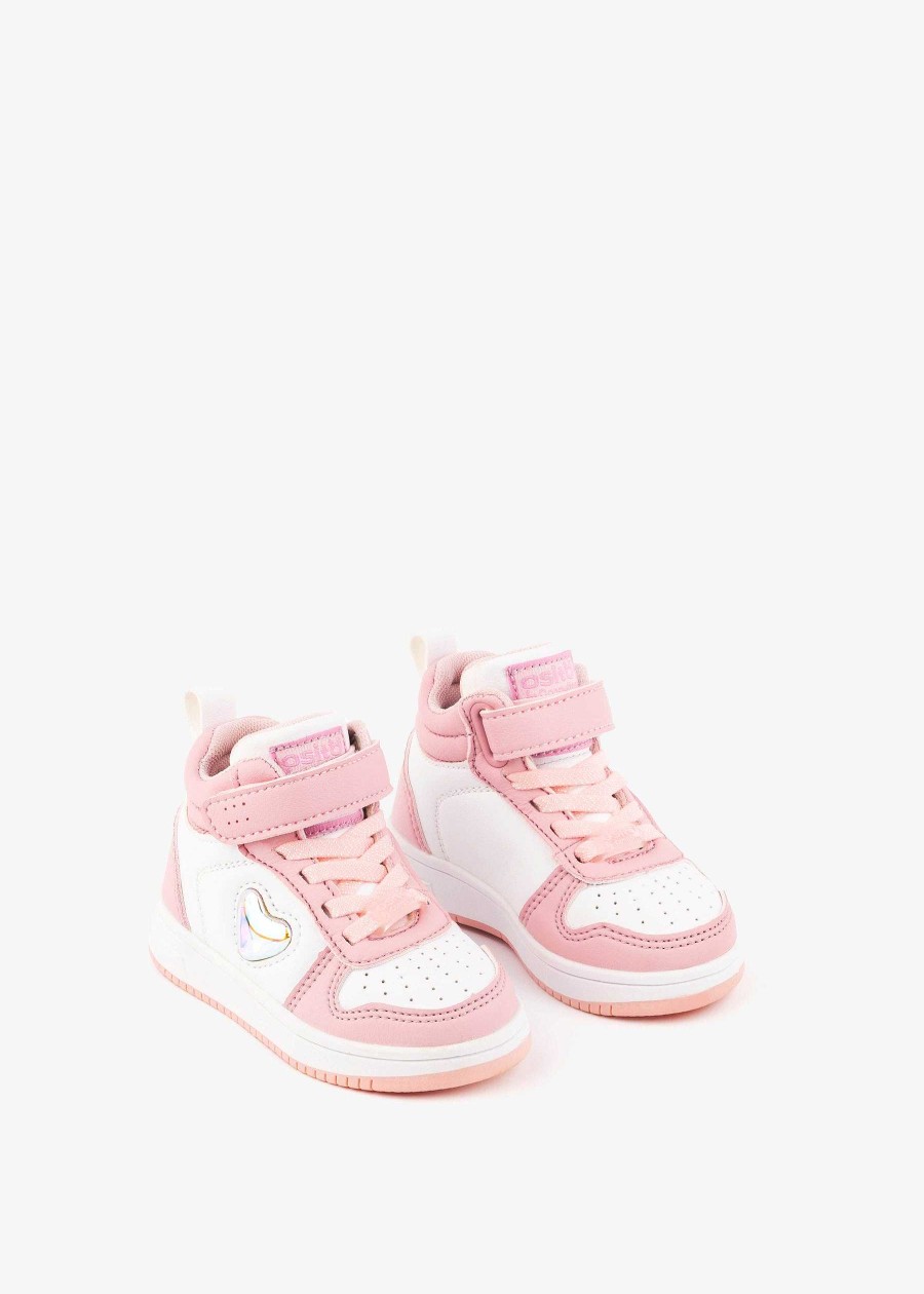 New Tenis Hi-Top Rosa/Branco Com Luzes Bebe Tenis Com Luzes