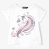 Hot Camiseta Unicornio Branco Roupas De Menina