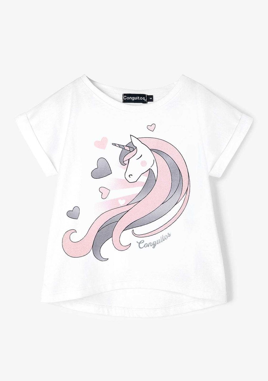 Hot Camiseta Unicornio Branco Roupas De Menina