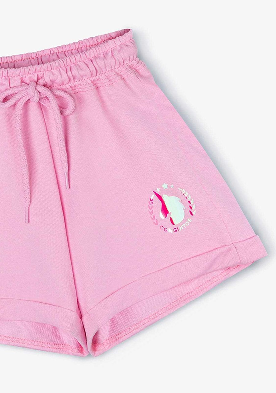 New Shorts De Corrida Simples De Pelucia Unicornio Rosa Feminino Roupas De Menina