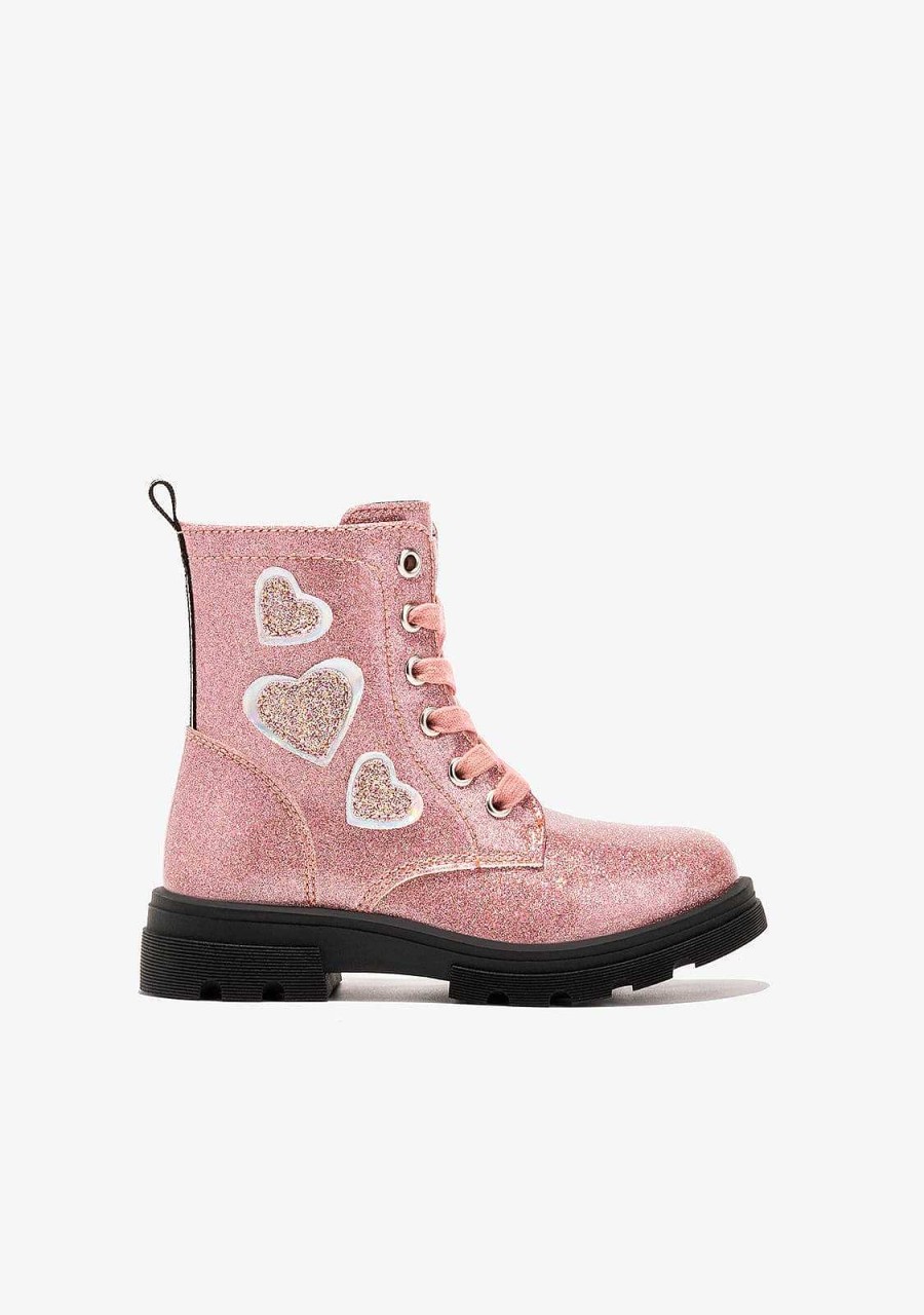 Best Botins Femininos Com Cordao De Coracoes Rosa Botas