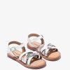 Online Sandalias De Fivela Brancas Prateadas De Menina Napa Sandalias