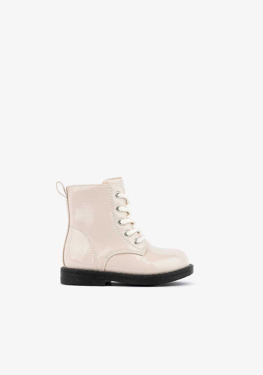 Online Botins Bebe Envernizados Bege Botas