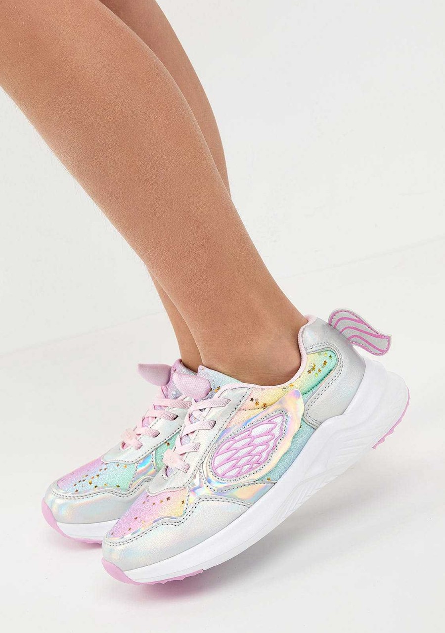 Clearance Tenis Unicornio Glitter Com Luz Metalizada Sapatos De Menina