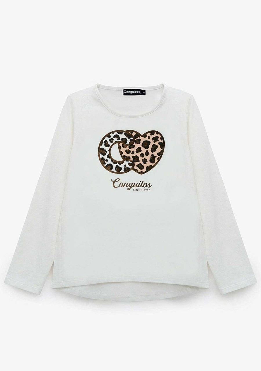 Online T-Shirt Branca Leopardo Conguitos De Menina Camisetas