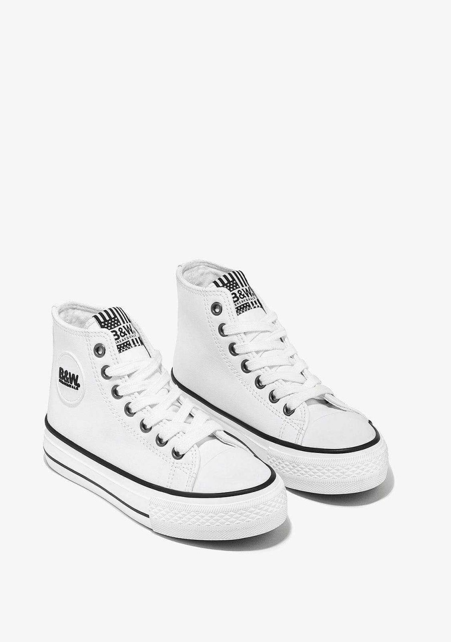 Clearance Tenis Unis Com Logotipo Branco Hi-Top Napa B&W Tenis Casuais