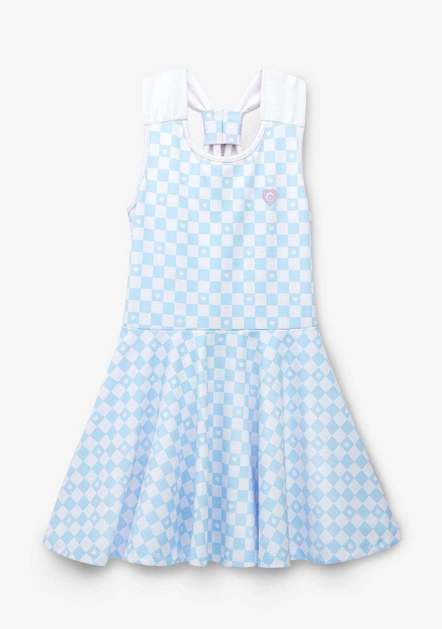 Online Vestido Skater Checkerboard Azul Claro Para Menina Roupas De Menina