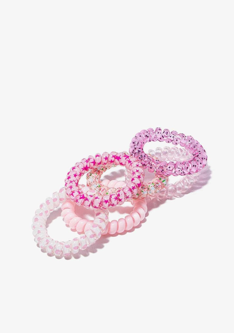 Online Conjunto De Scrunchies Espirais Rosa Todos Os Acessorios