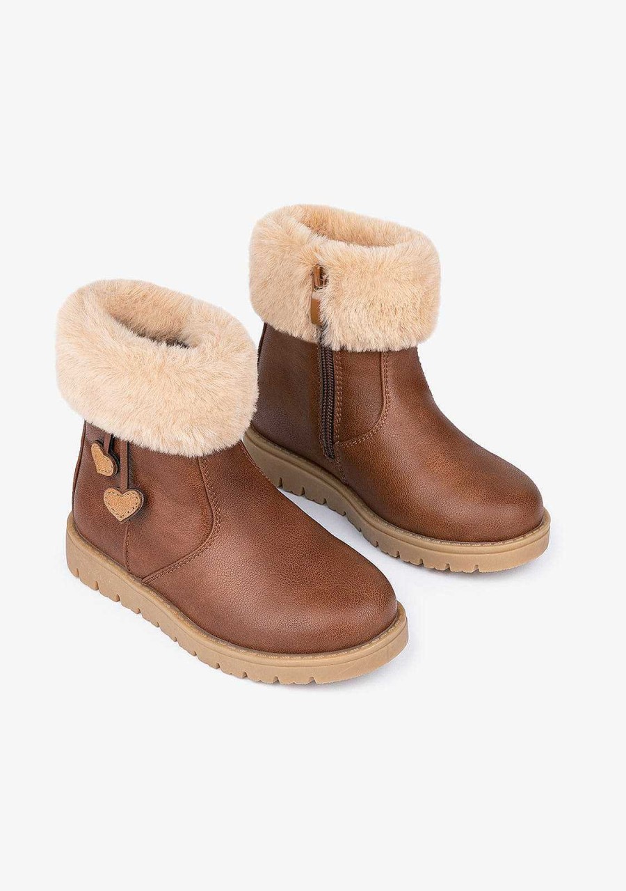 Clearance Botins De Menina Castanhos Napa Botas