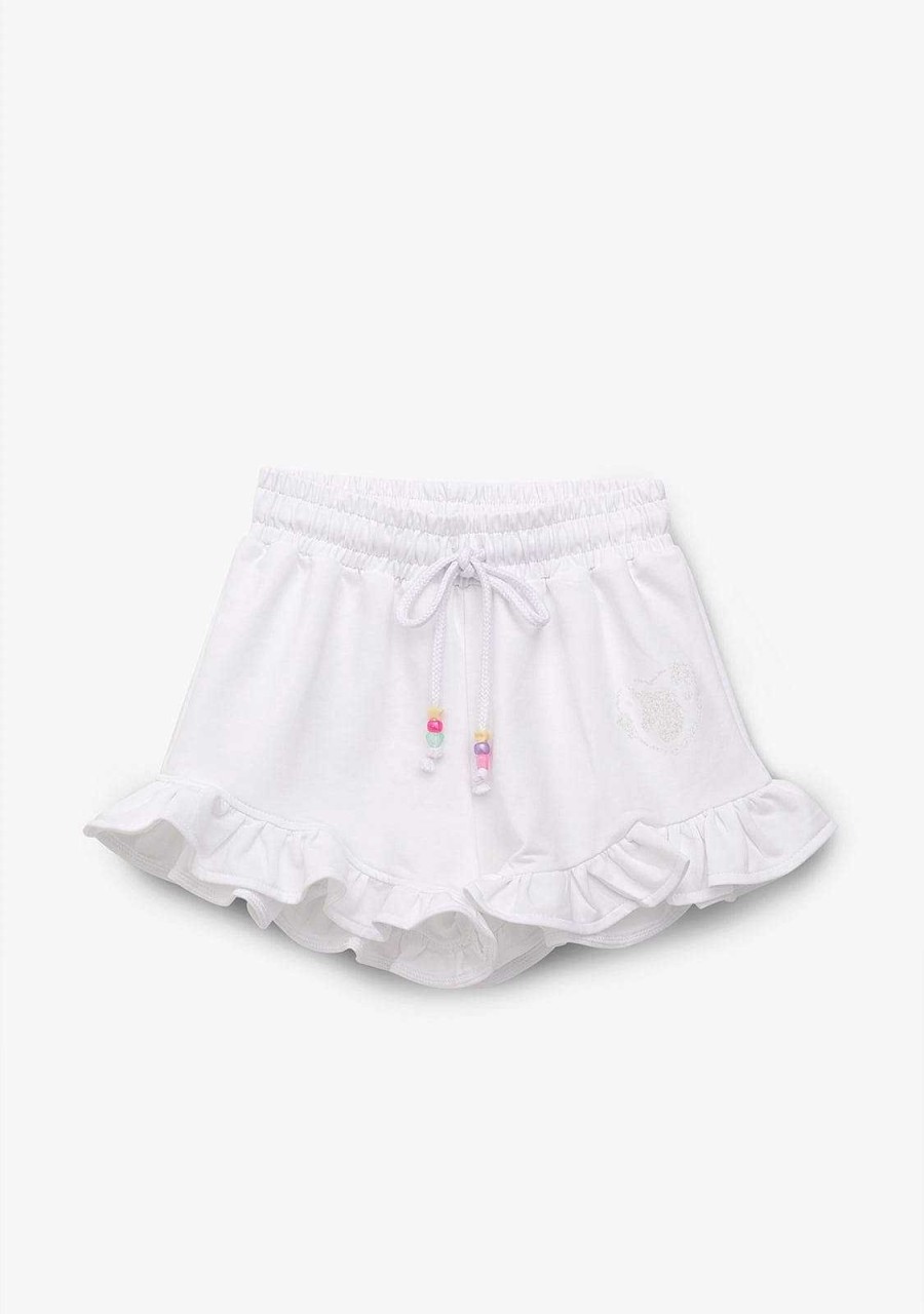 Hot Shorts De Corrida De Pelucia Unicornio Branco Para Menina Roupas De Menina