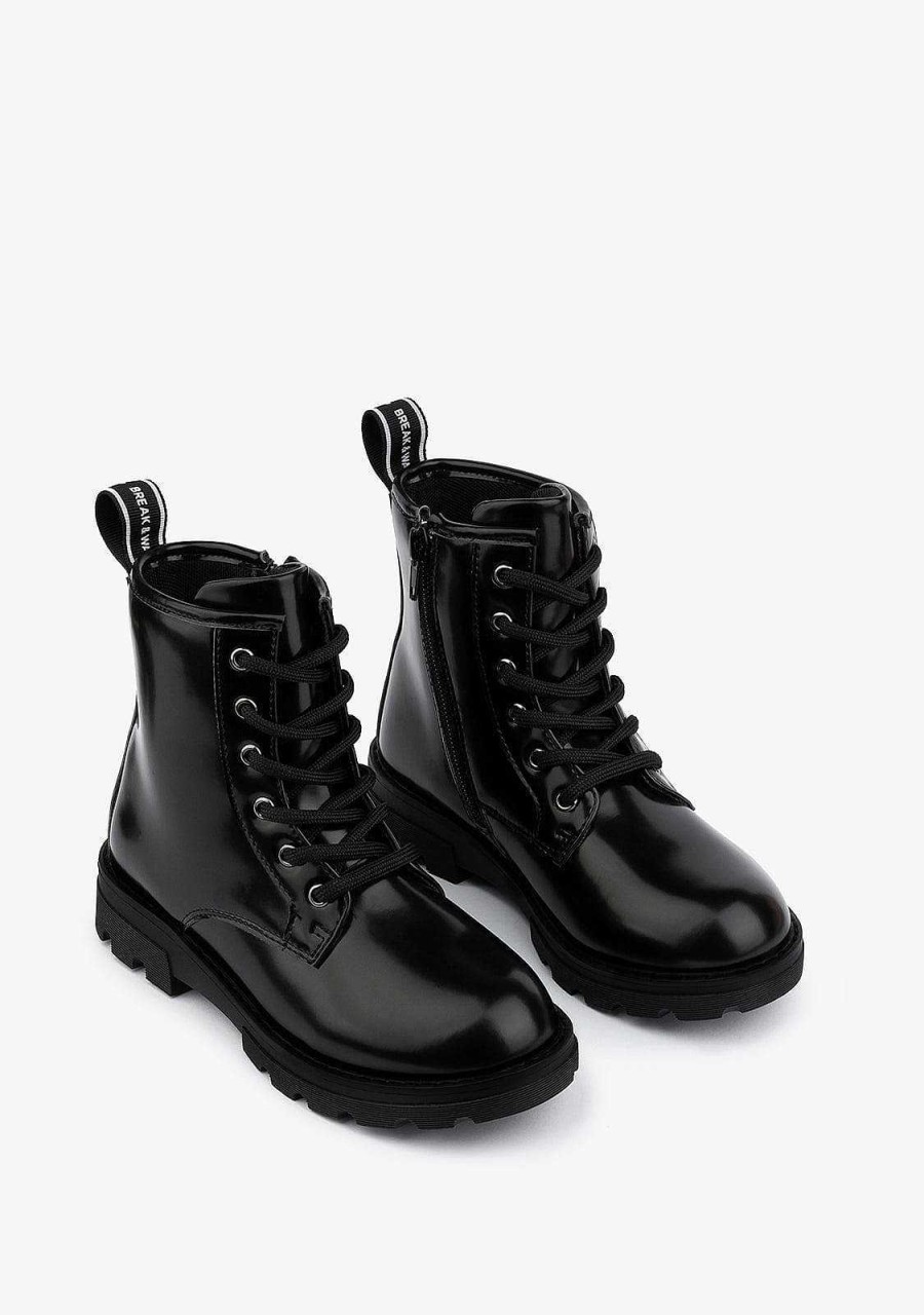 Clearance Botas Militares Pretas De Menina P&B Botas