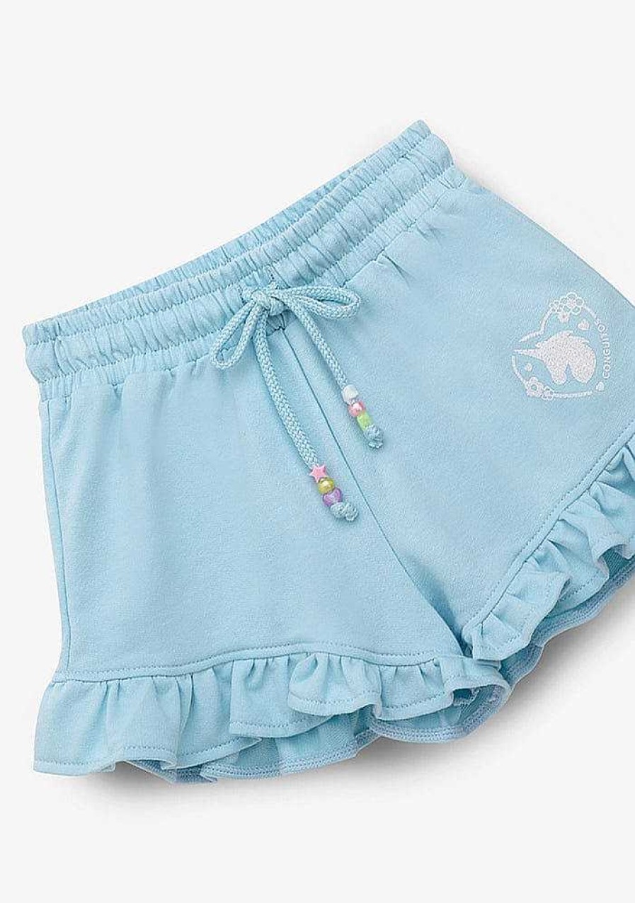 Best Shorts De Corrida De Pelucia Unicornio Azul Claro Para Menina Roupas De Menina