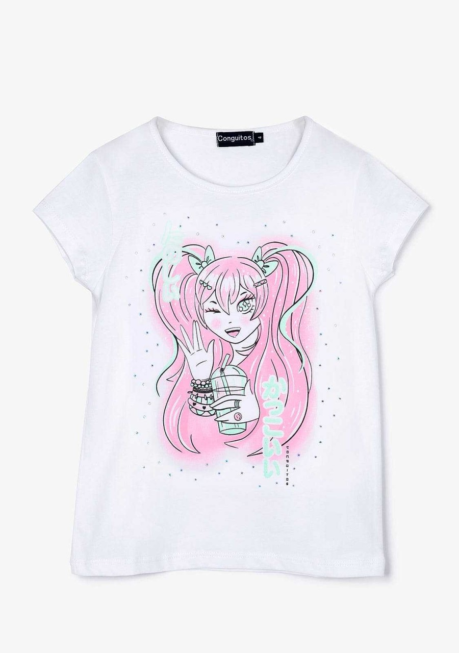 Best Camiseta Manga Estampada Branca Para Menina Camisetas