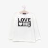 Clearance Camisa Branca De Menina "Love Me" Com Luzes Camisetas De Manga Comprida