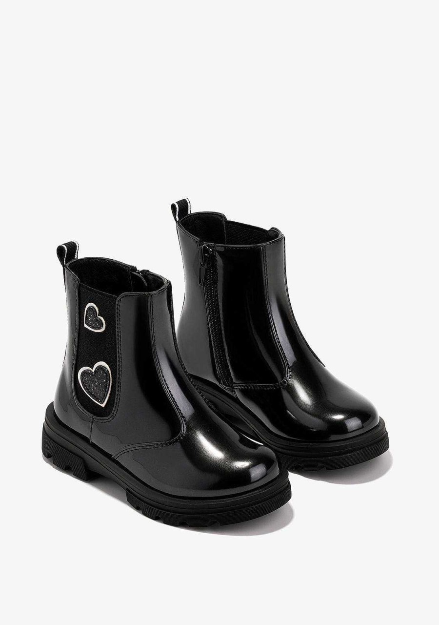 Wholesale Botas Femininas Com Coracoes Pretos Em Couro Envernizado Botas