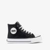 New Tenis Hi-Top Preto Brilhante Feminino Preto E Branco Tenis Casuais