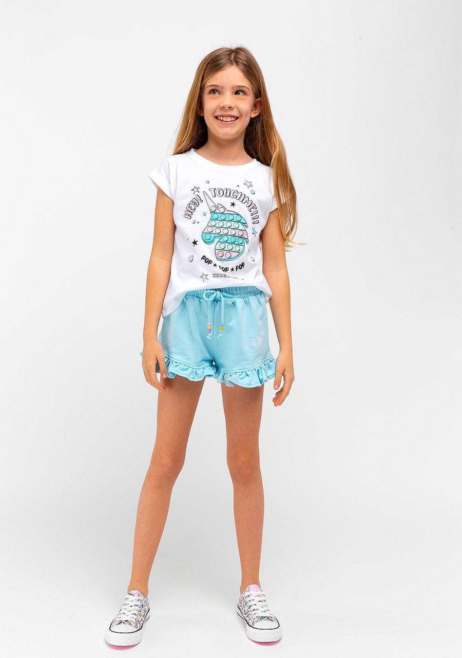 Clearance T-Shirt Unicornio Branca Brilhante Para Menina Camisetas